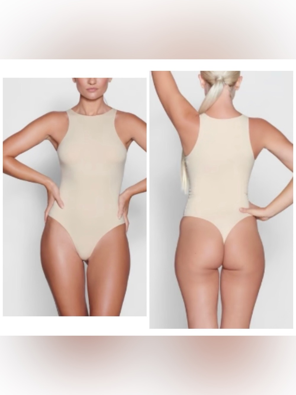 NWT - SKIMS FITS EVERYBODY HIGH NECK SLEEVELESS SAND BODYSUIT Medium